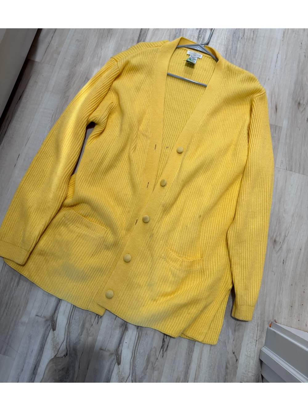 Yellow Women's Ribbed Button-Front Cardigan